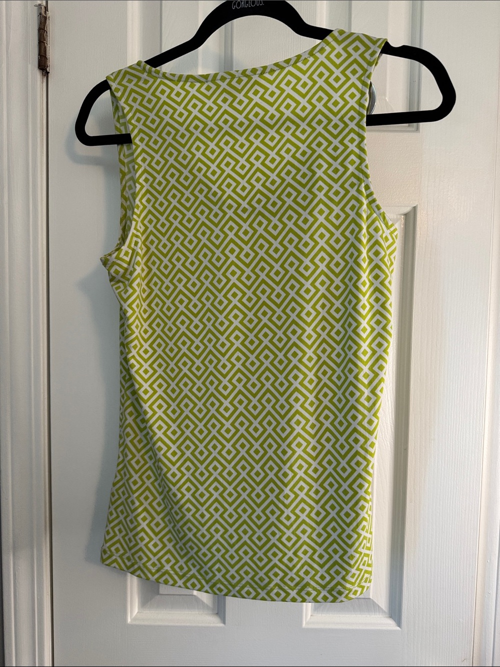 MICHAEL Michael Kors Lime Green and White Geometric Draped-Shoulder Top (29) - Picture 6 of 6